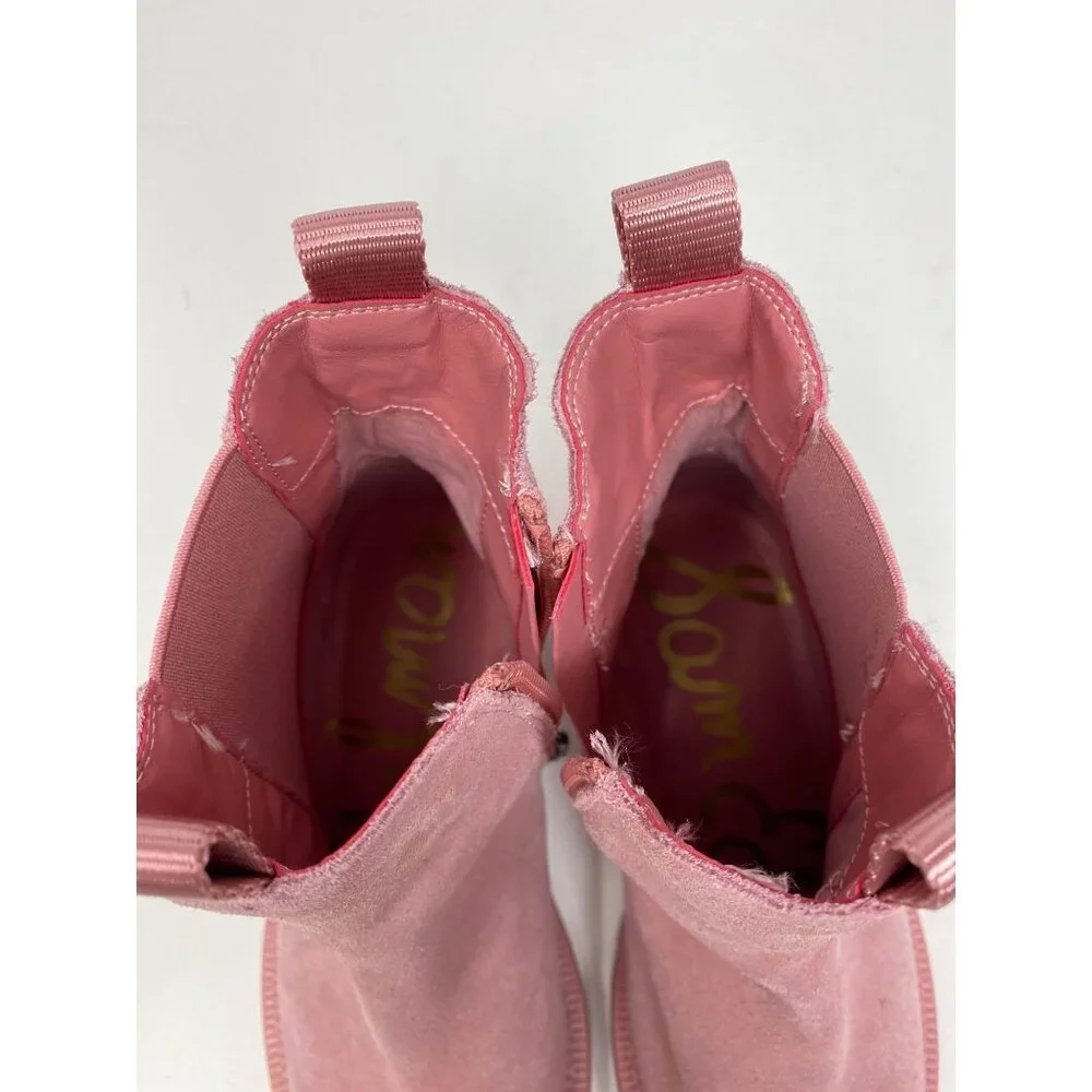 Sam Edelman Girls sz 4 Pink Laguna Chelsea Lug Sole Boots